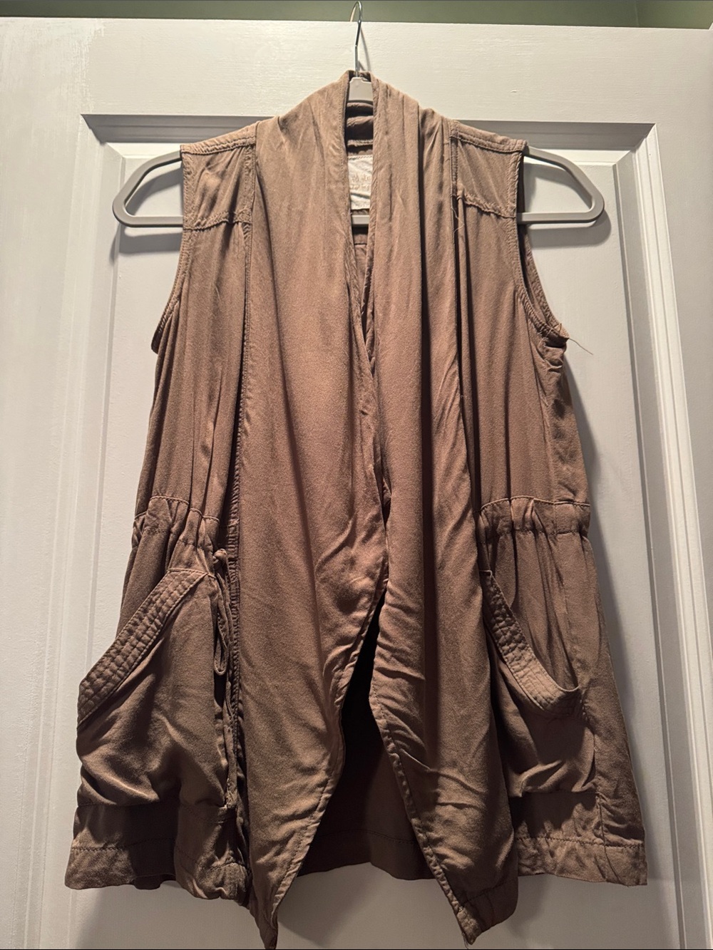 Altar'd State Taupe Sleeveless Draped Vest